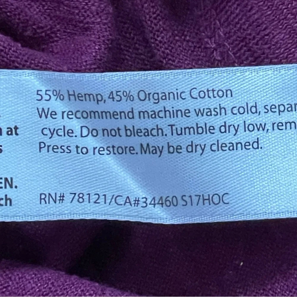 Eileen Fisher Women XL Purple Top Crop Boxy Square Neckline Hemp Organic Cotton - Picture 13 of 15